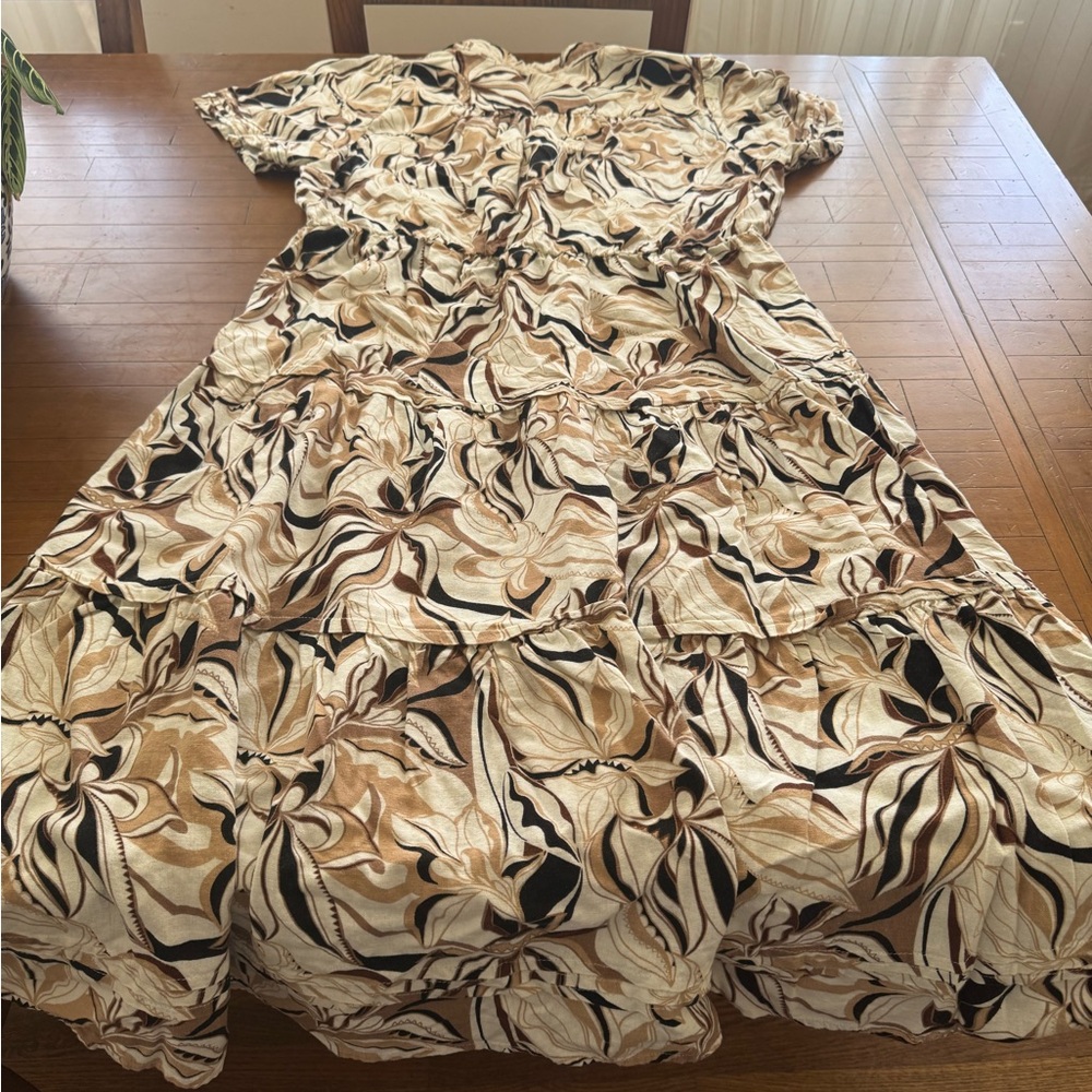 Nicole Miller Black and Cream Ruffled Sundress